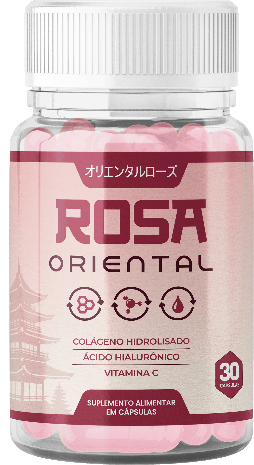 Rosa Oriental - Colágeno Hidrolisado Japonês em cápsulas premium